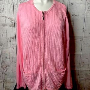 Alia pink zip up sweater size petite lar…